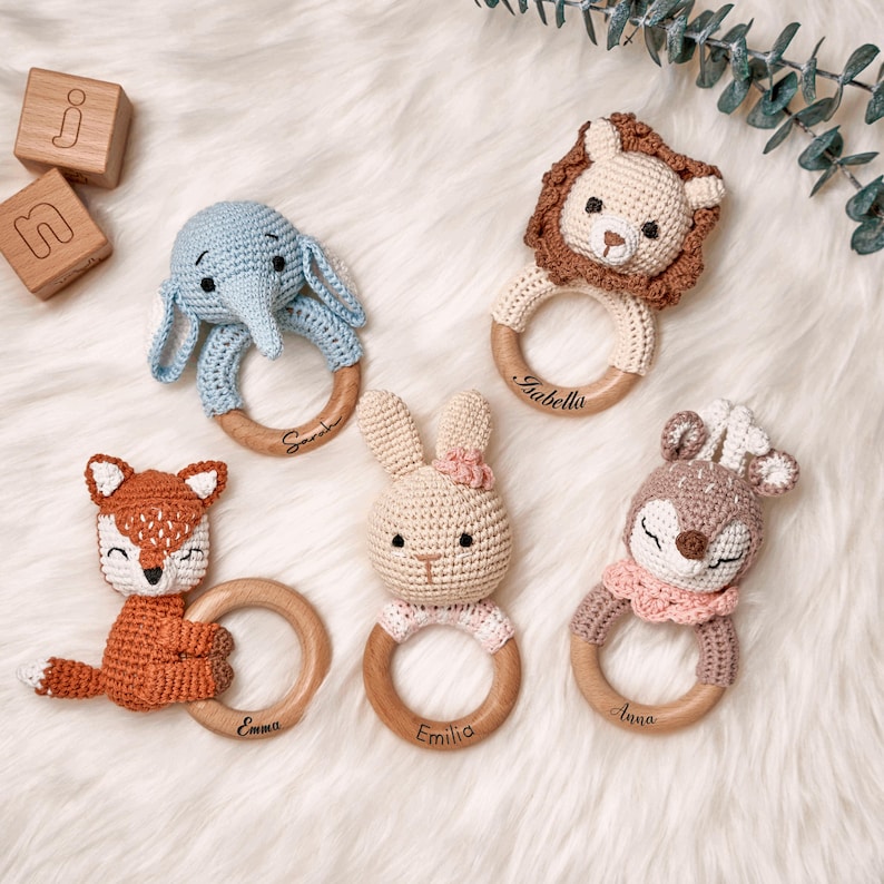 Personalized Baby Crochet Rattles